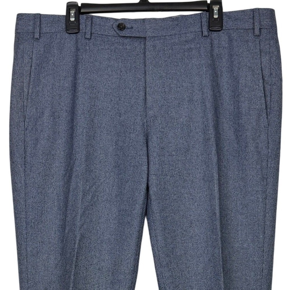 Zanella Parker Dress Pants Mens 39x34 100%‎ Italian Wool Blue Wool Houndstooth